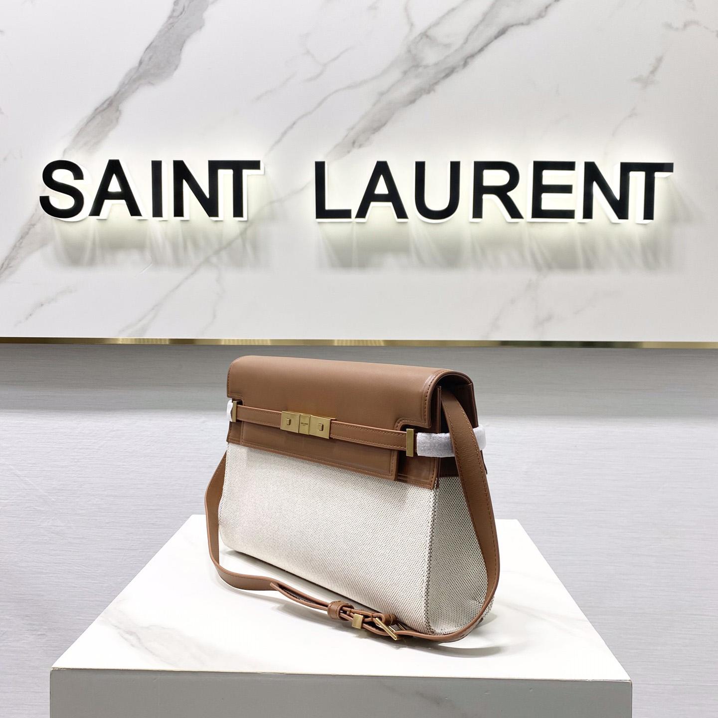 Saint Laurent Manhattan Umhängetasche aus Canvas und Leder - EUR FASHION
