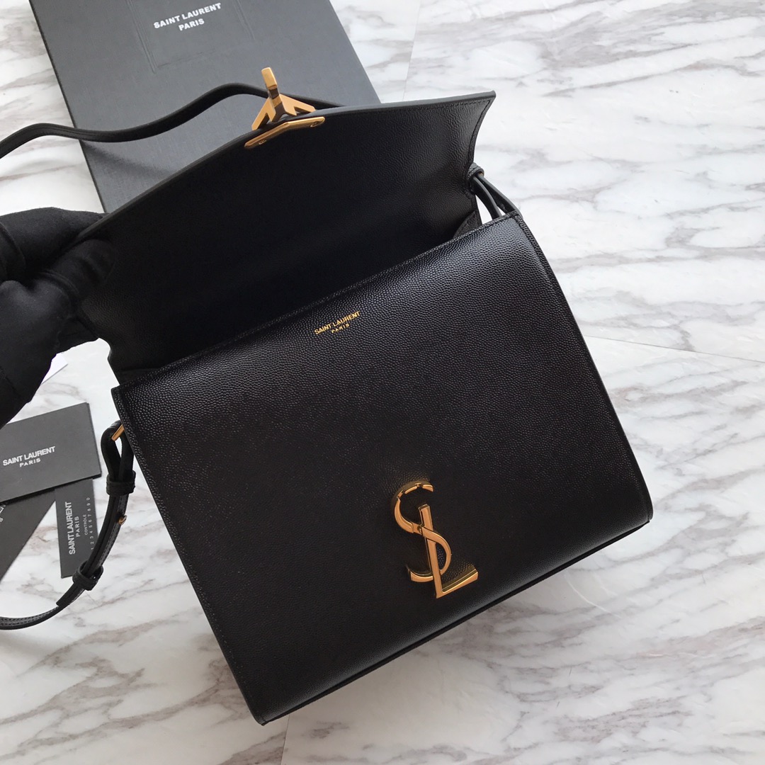 Saint Laurent Cassandra MIni-Tasche mit Griff oben aus Leder mit Grain-de-Poudre-Prägung - EUR FASHION