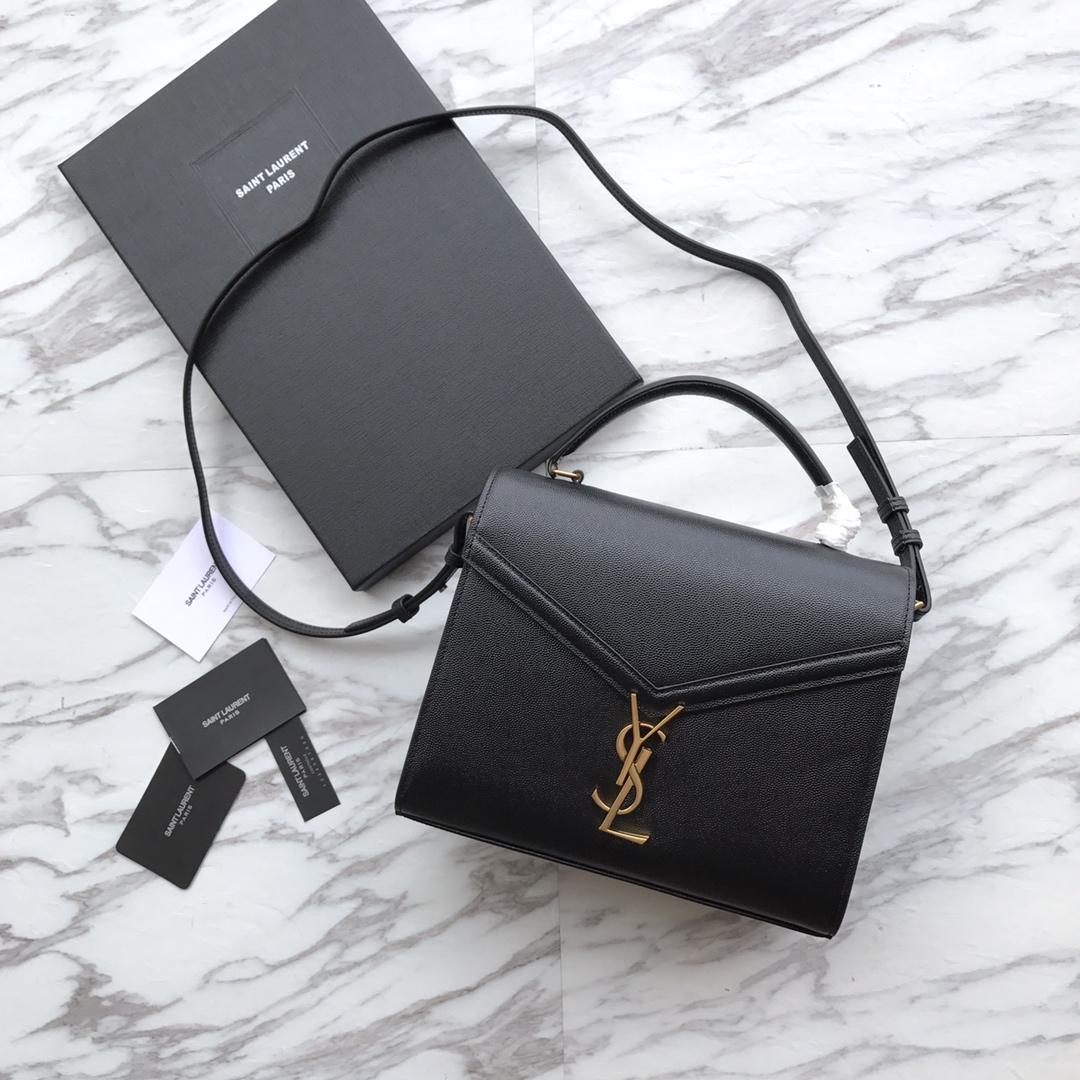 Saint Laurent Cassandra MIni-Tasche mit Griff oben aus Leder mit Grain-de-Poudre-Prägung - EUR FASHION