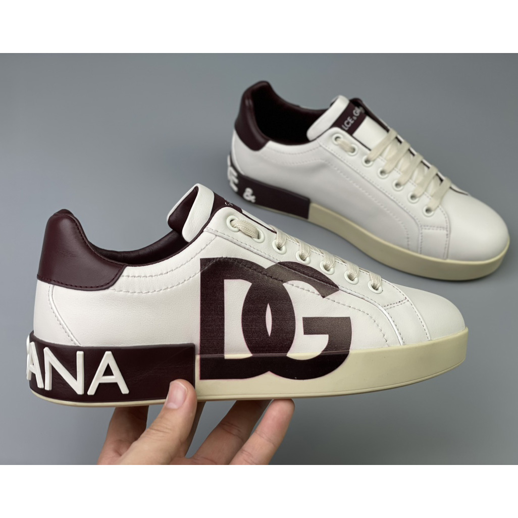 Dolce & Gabbana Portofino-Sneaker aus Kalbsleder mit DG-Logo - EUR FASHION