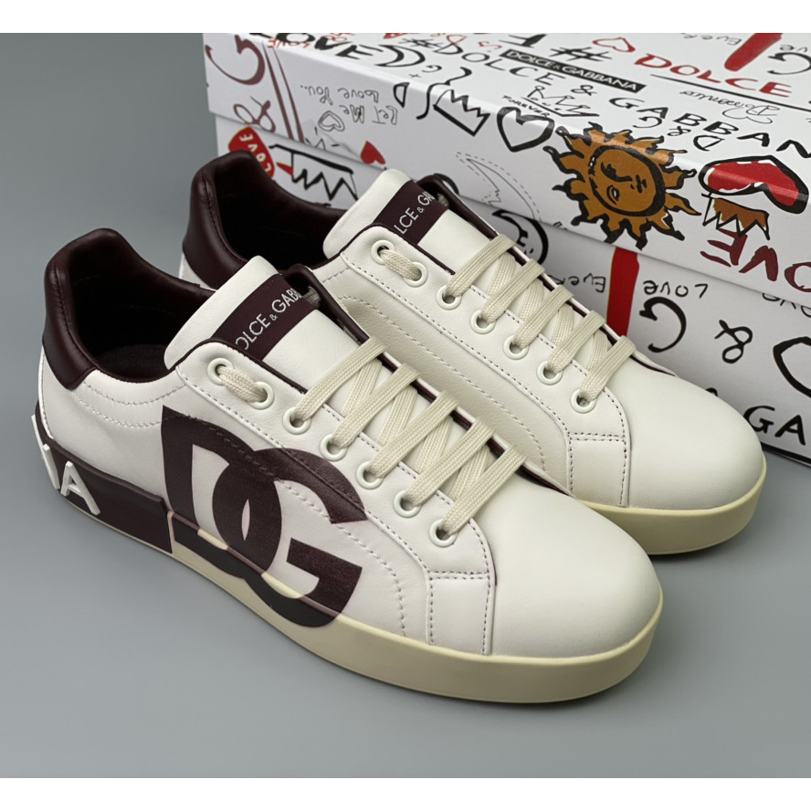 Dolce & Gabbana Portofino-Sneaker aus Kalbsleder mit DG-Logo - EUR FASHION