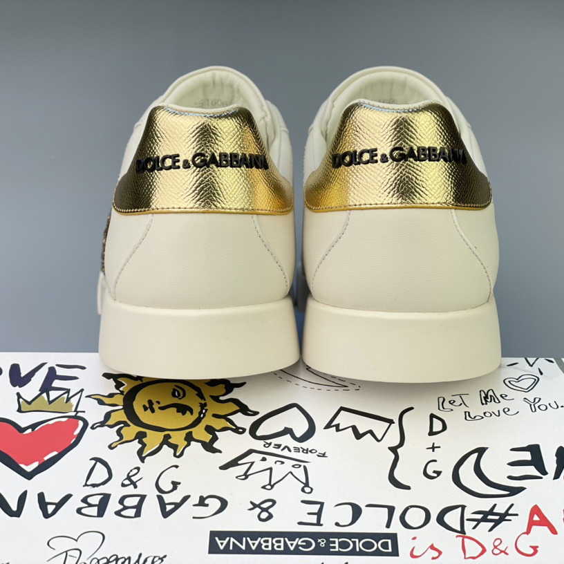 Dolce & Gabbana Portofino-Sneaker aus Kalbsnappaleder mit Kronenaufnäher - EUR FASHION