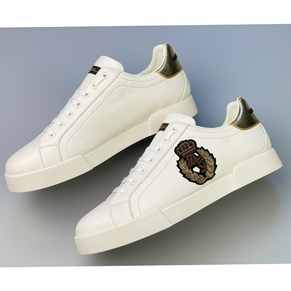 Dolce & Gabbana Portofino-Sneaker aus Kalbsnappaleder mit Kronenaufnäher - EUR FASHION