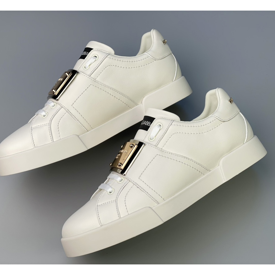 Dolce & Gabbana Portofino-Sneaker aus Kalbsleder mit Markenetikett - EUR FASHION