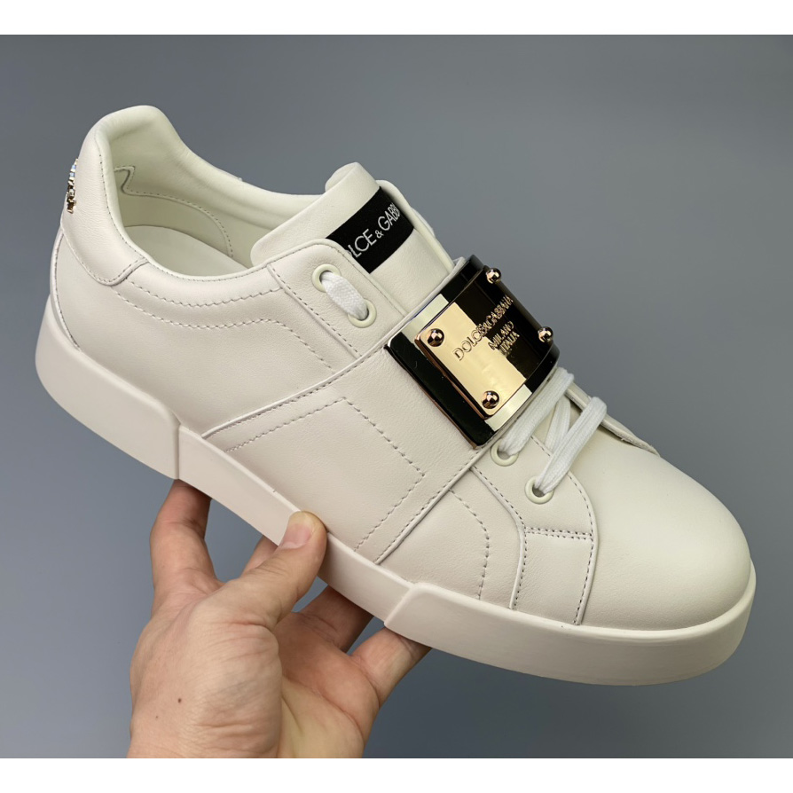 Dolce & Gabbana Portofino-Sneaker aus Kalbsleder mit Markenetikett - EUR FASHION