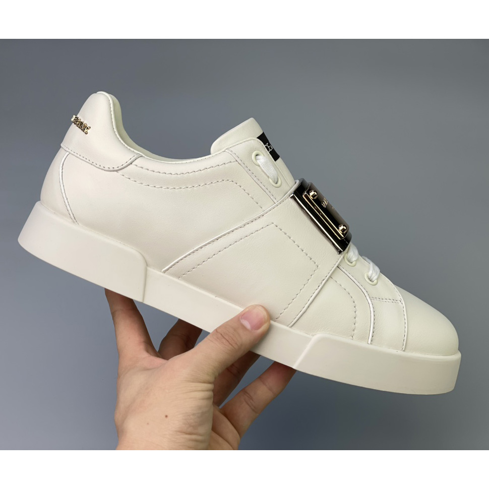 Dolce & Gabbana Portofino-Sneaker aus Kalbsleder mit Markenetikett - EUR FASHION