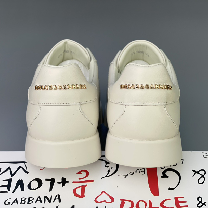 Dolce & Gabbana Portofino-Sneaker aus Kalbsleder mit Markenetikett - EUR FASHION