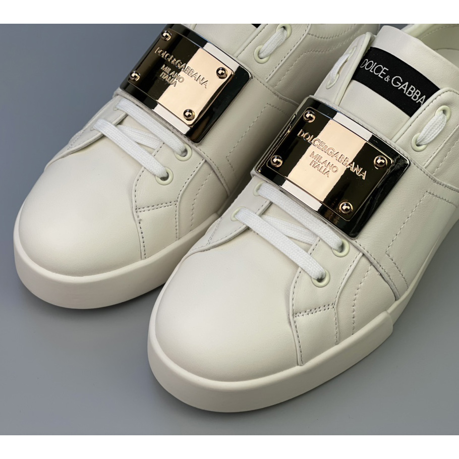 Dolce & Gabbana Portofino-Sneaker aus Kalbsleder mit Markenetikett - EUR FASHION