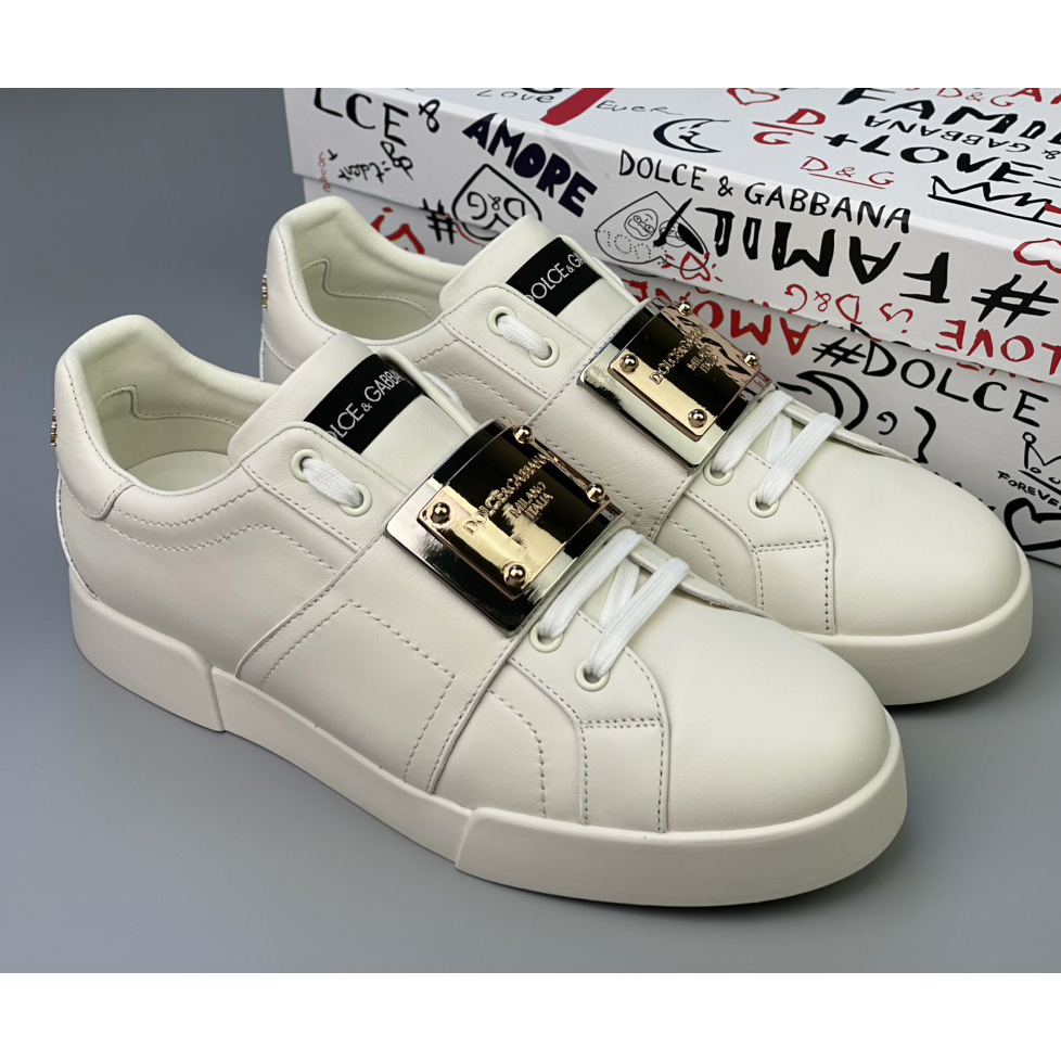 Dolce & Gabbana Portofino-Sneaker aus Kalbsleder mit Markenetikett - EUR FASHION