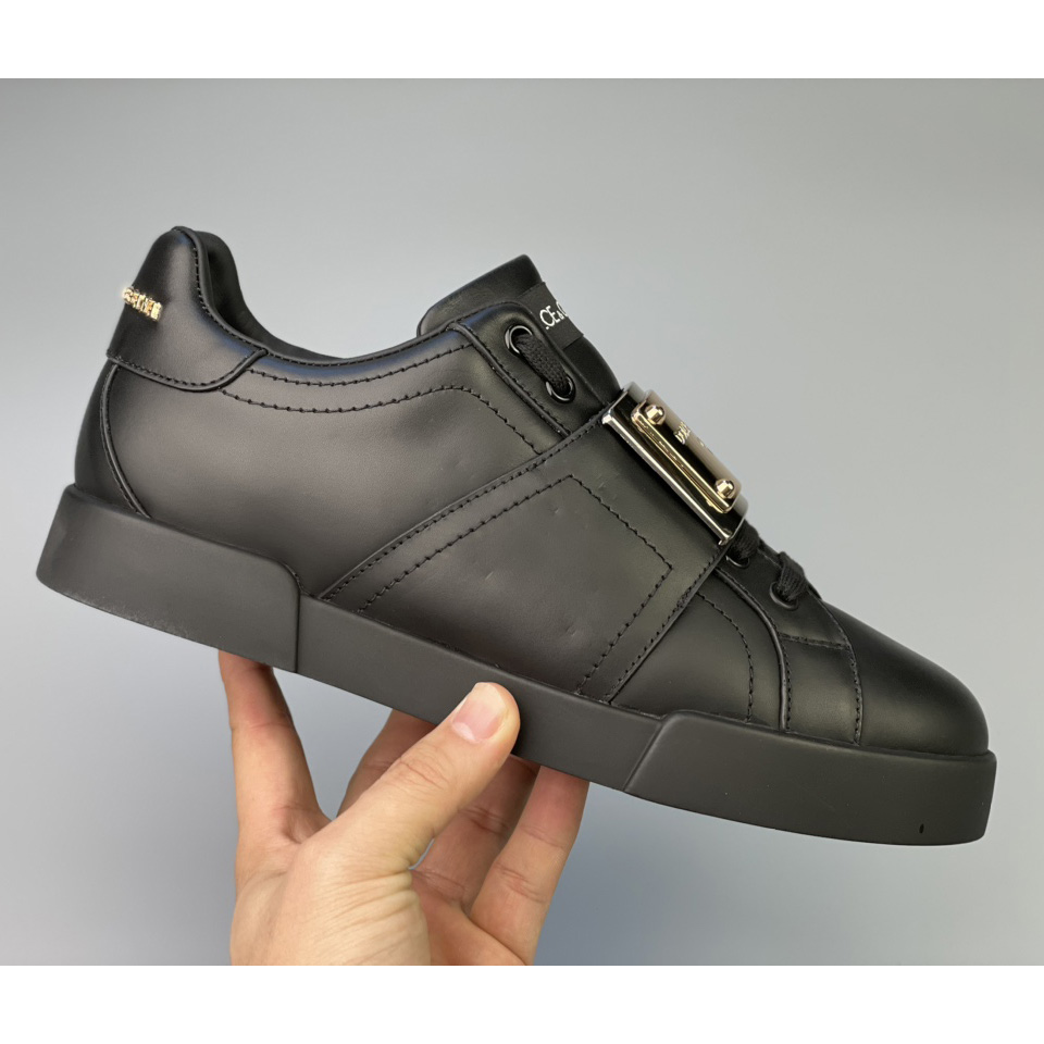 Dolce & Gabbana Portofino-Sneaker aus Kalbsleder mit Markenetikett - EUR FASHION