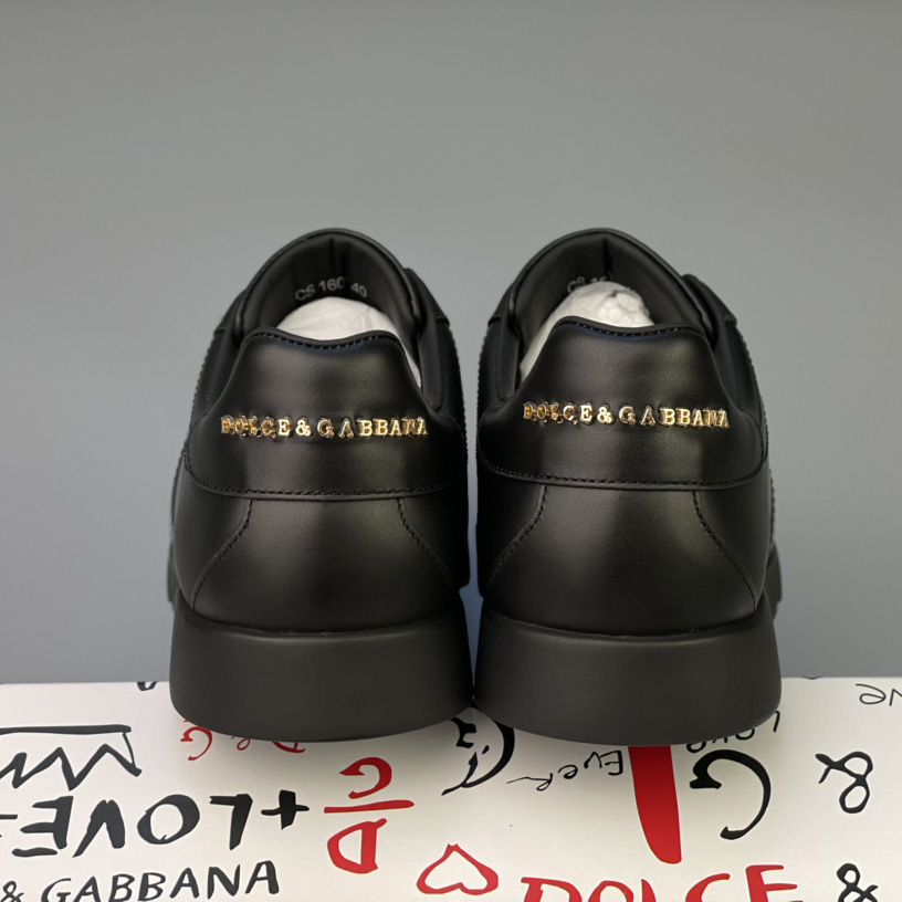 Dolce & Gabbana Portofino-Sneaker aus Kalbsleder mit Markenetikett - EUR FASHION