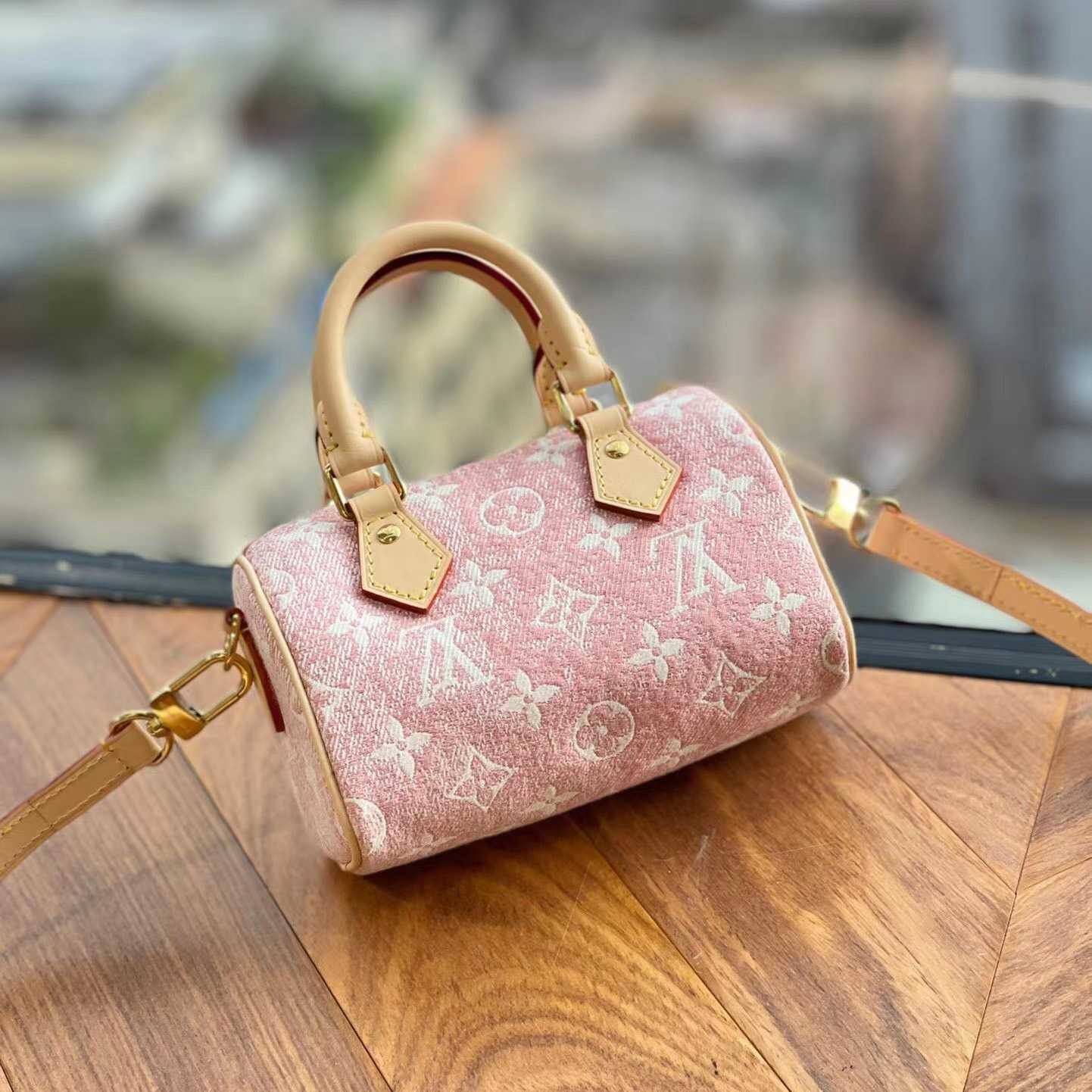 Louis Vuitton Nano Speedy Denim Jacquard Rosa (16*10cm) - EUR FASHION