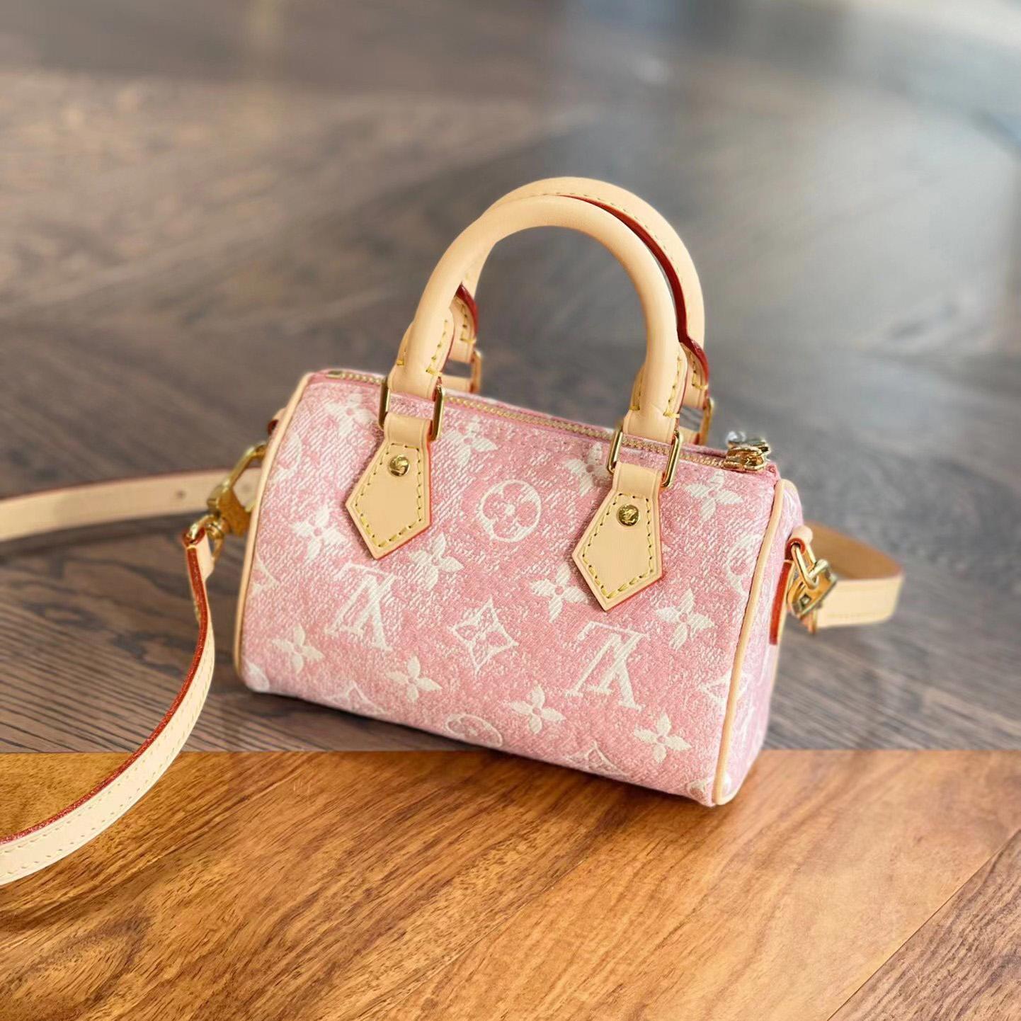 Louis Vuitton Nano Speedy Denim Jacquard Rosa (16*10cm) - EUR FASHION