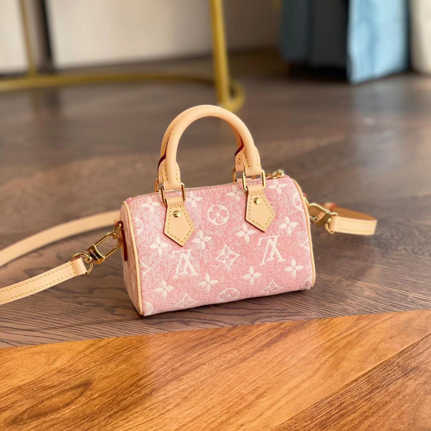 Louis Vuitton Nano Speedy Denim Jacquard Rosa (16*10cm) - EUR FASHION