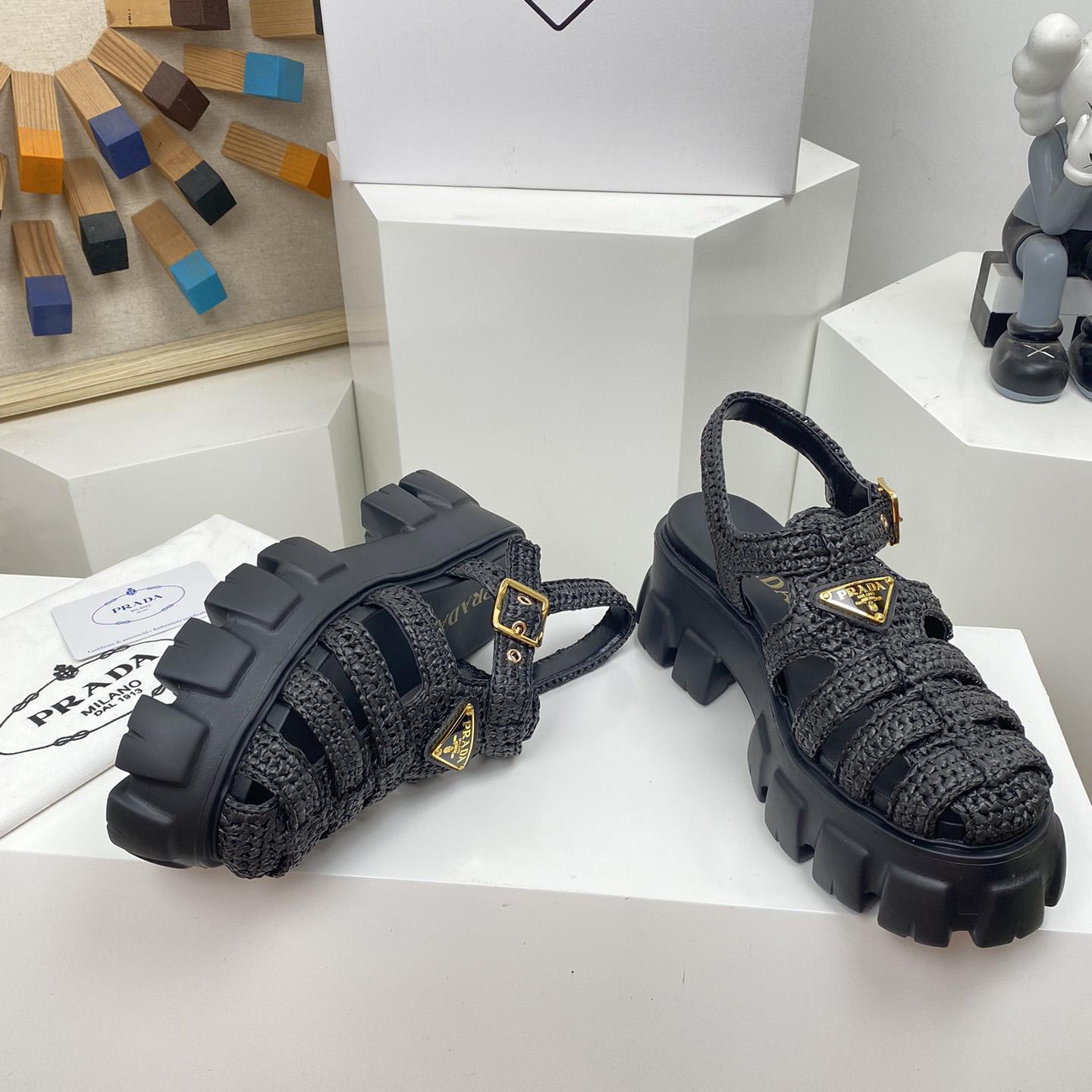 Prada Monolith Häkelkäfig-Sandalen - EUR FASHION