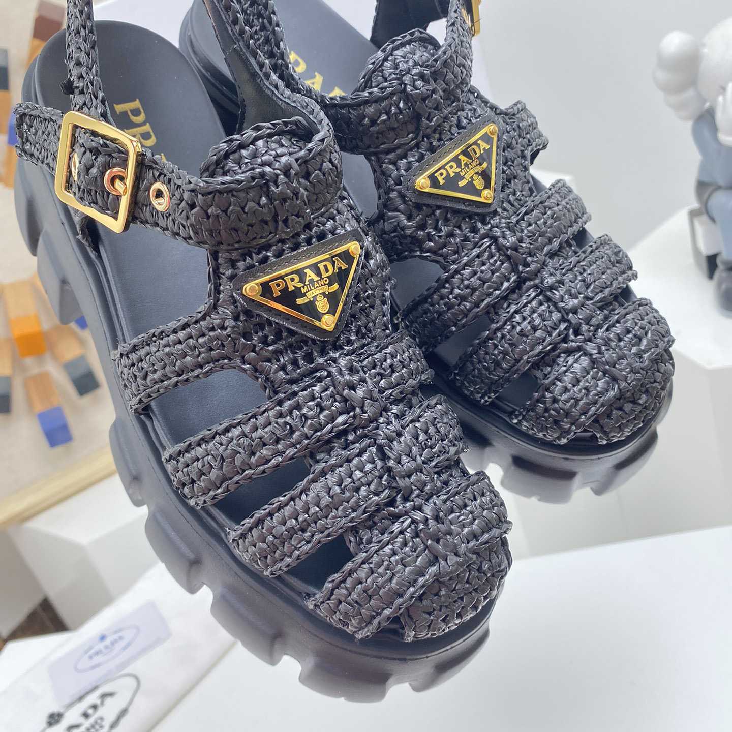 Prada Monolith Häkelkäfig-Sandalen - EUR FASHION