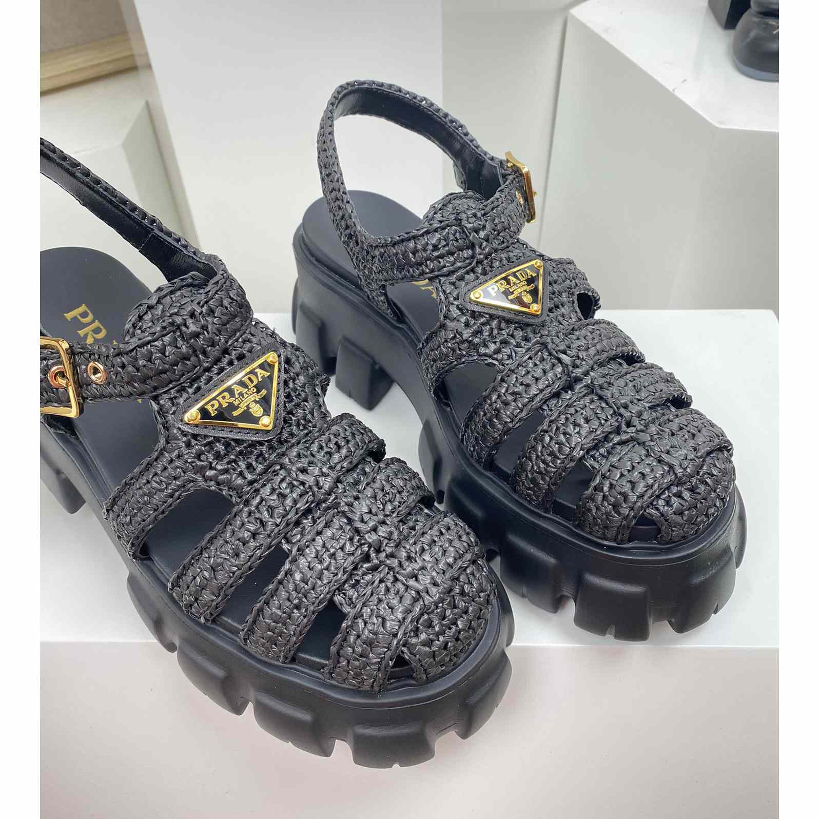 Prada Monolith Häkelkäfig-Sandalen - EUR FASHION