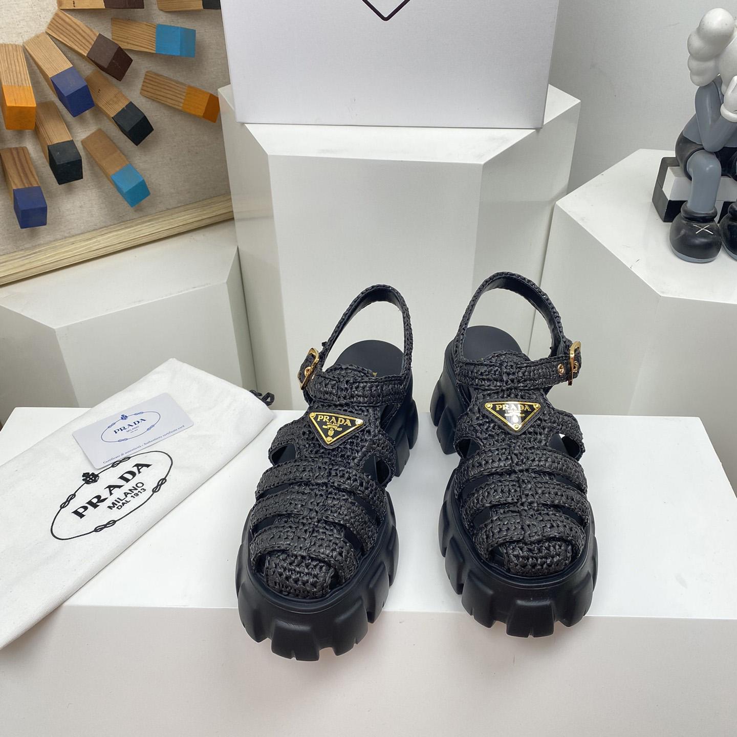 Prada Monolith Häkelkäfig-Sandalen - EUR FASHION