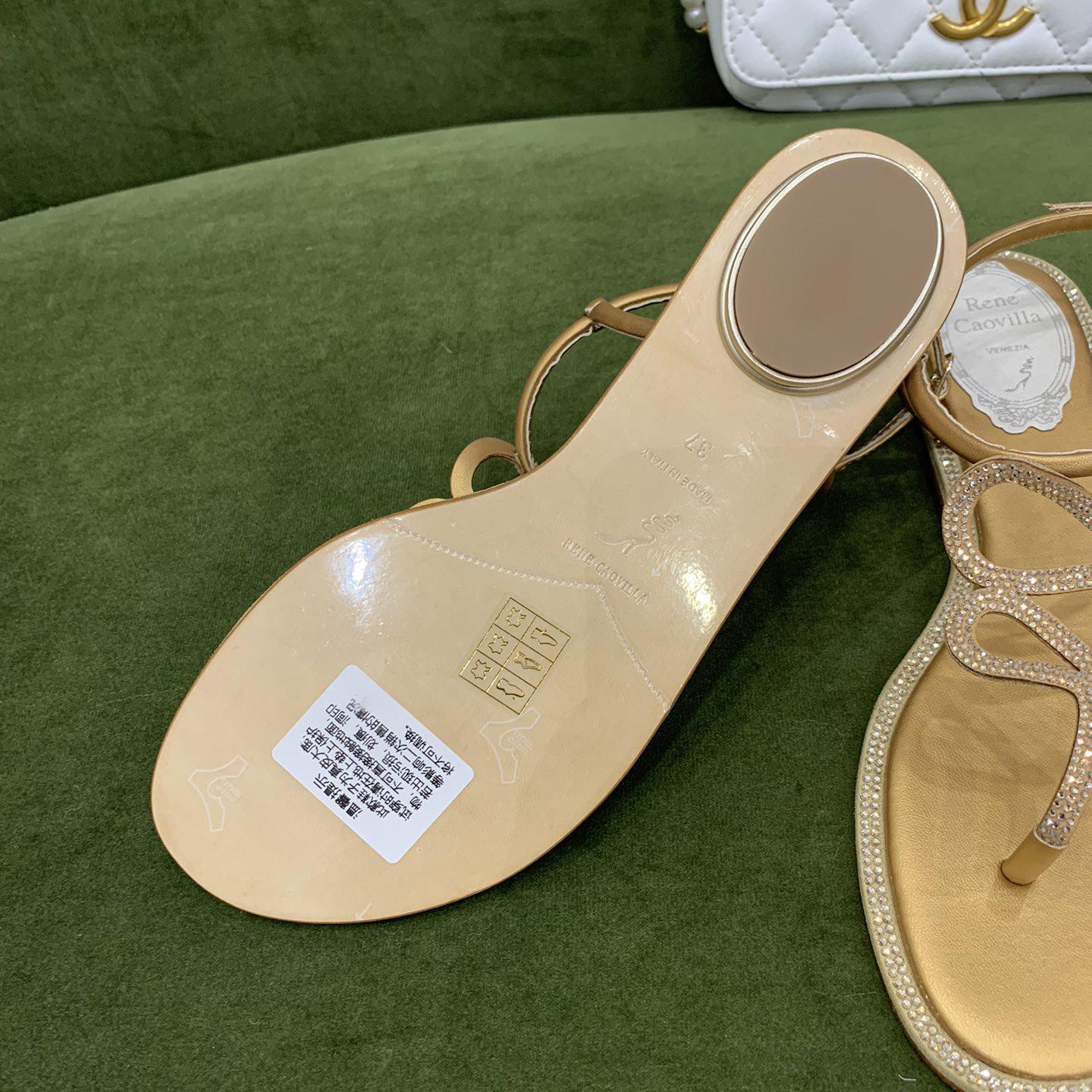 Flache Sandalen mit Schlangenkristallverzierung von Rene Caovilla - EUR FASHION