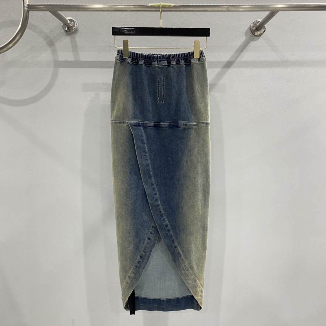 Rick Owens Drkshdw Blue Pillar Denim Maxirock - EUR FASHION