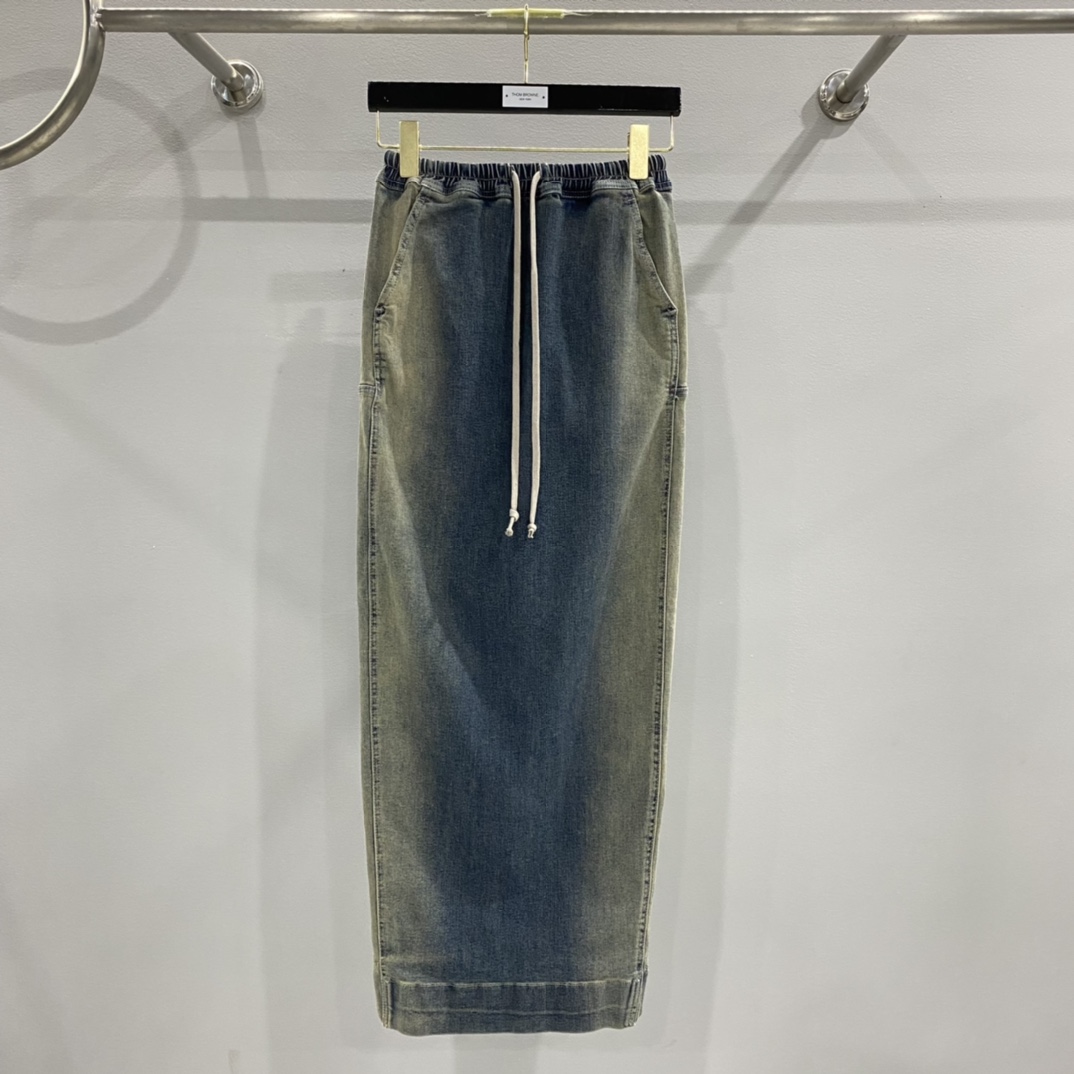 Rick Owens Drkshdw Blue Pillar Denim Maxirock - EUR FASHION