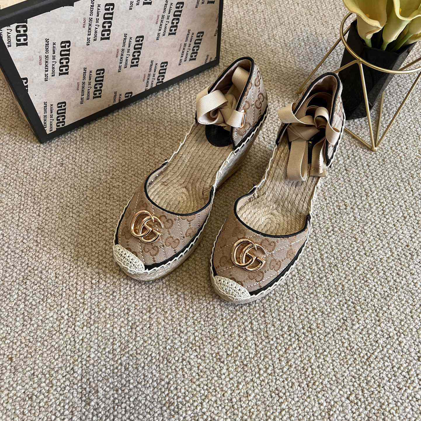 Gucci Damen GG Matelassé Plateau-Espadrille - EUR FASHION