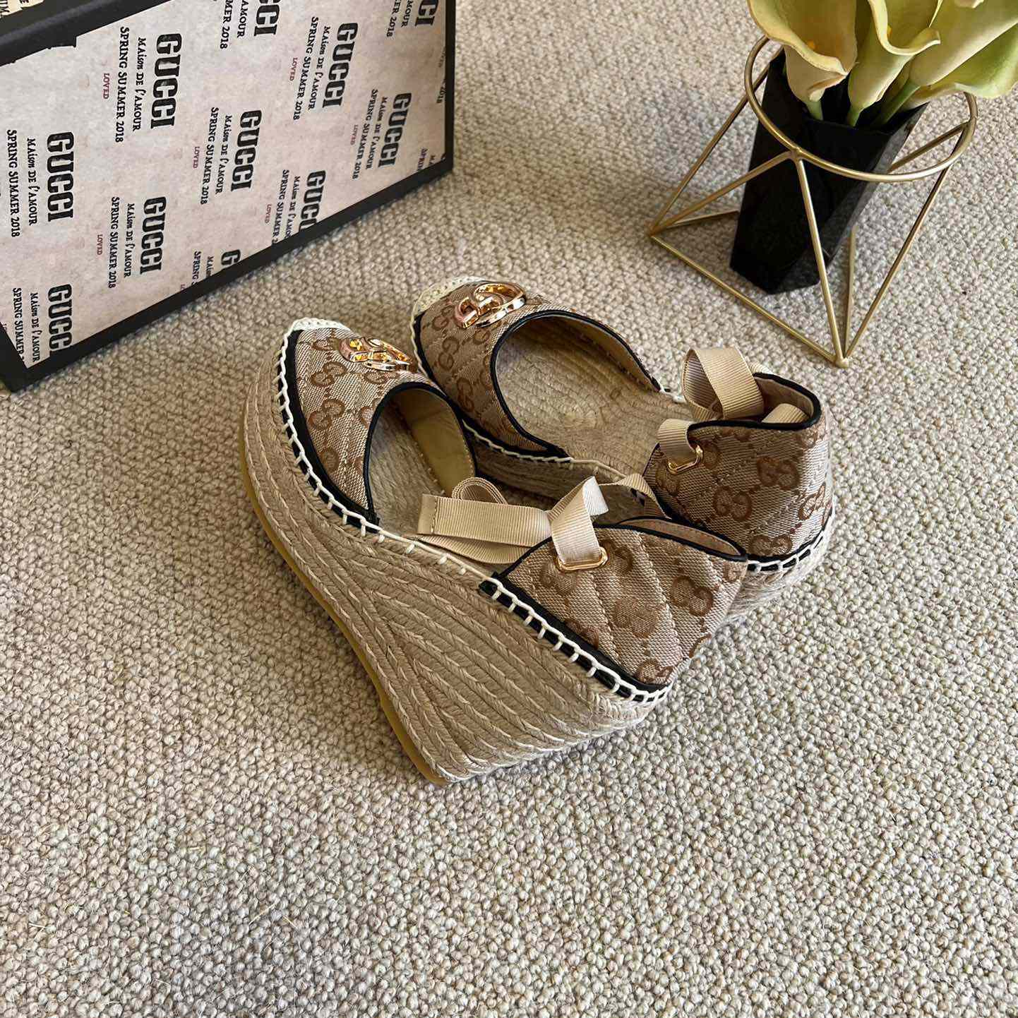 Gucci Damen GG Matelassé Plateau-Espadrille - EUR FASHION