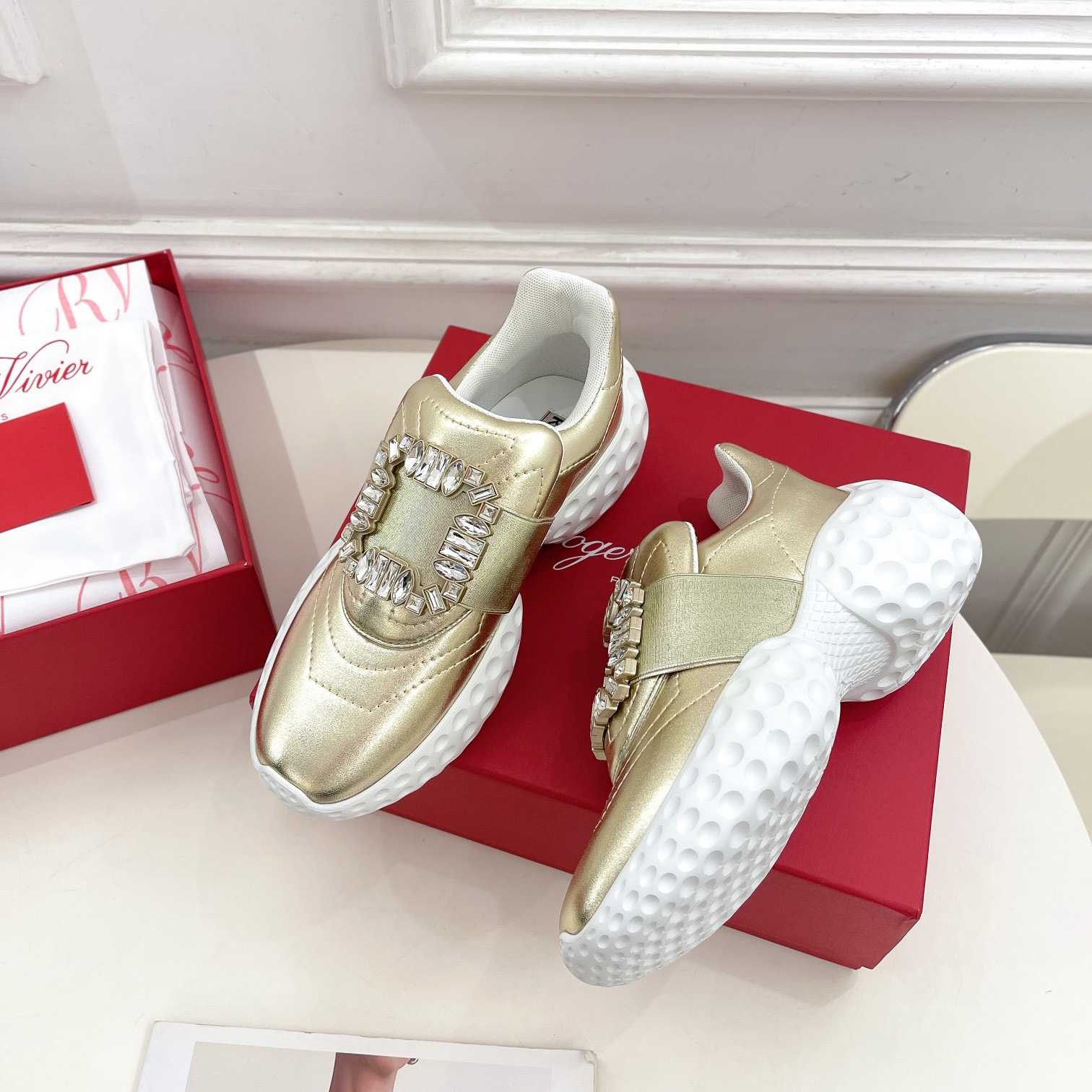 Roger Vivier Viv' Run Light Sneakers mit Strass-Schnalle aus Stoff - EUR FASHION