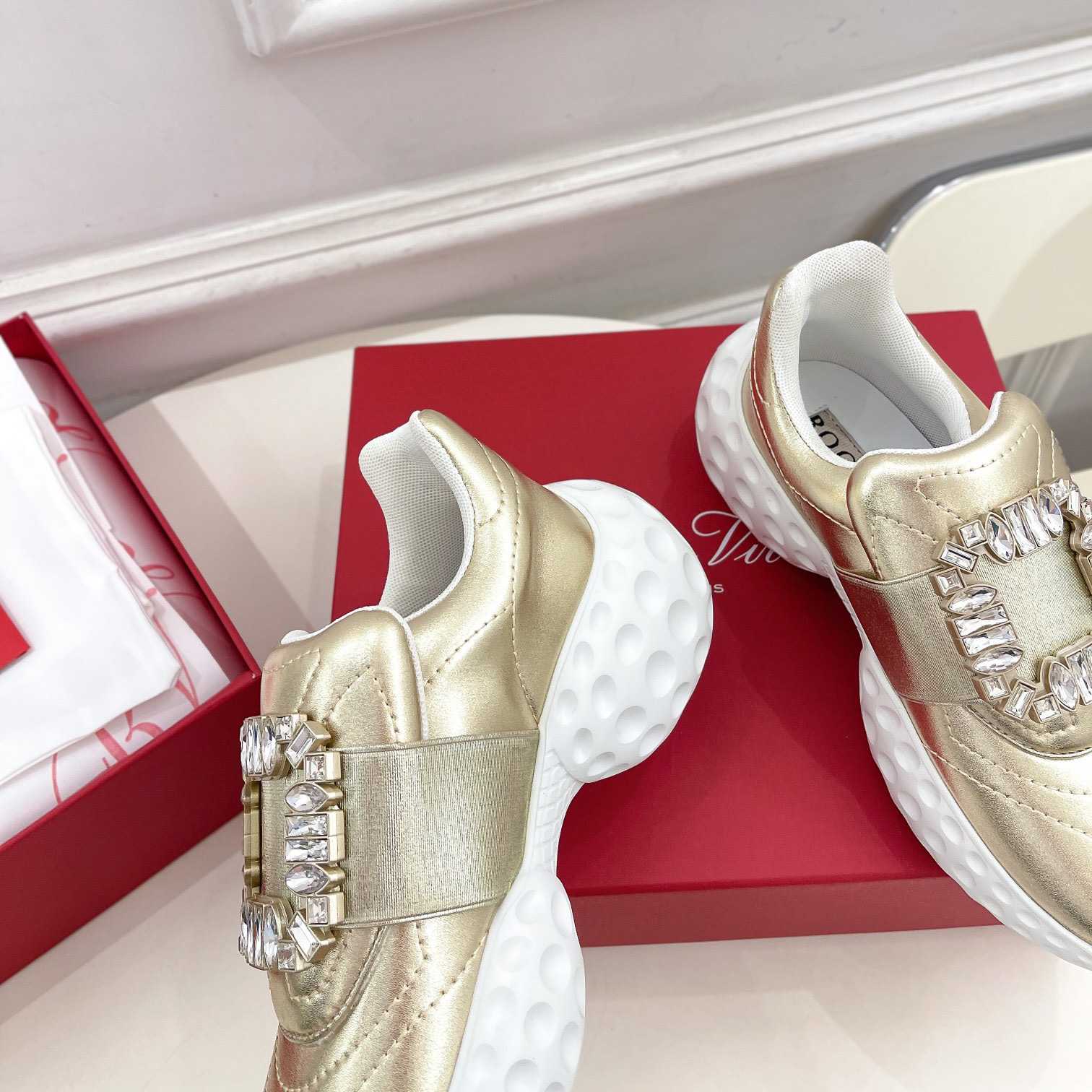 Roger Vivier Viv' Run Light Sneakers mit Strass-Schnalle aus Stoff - EUR FASHION