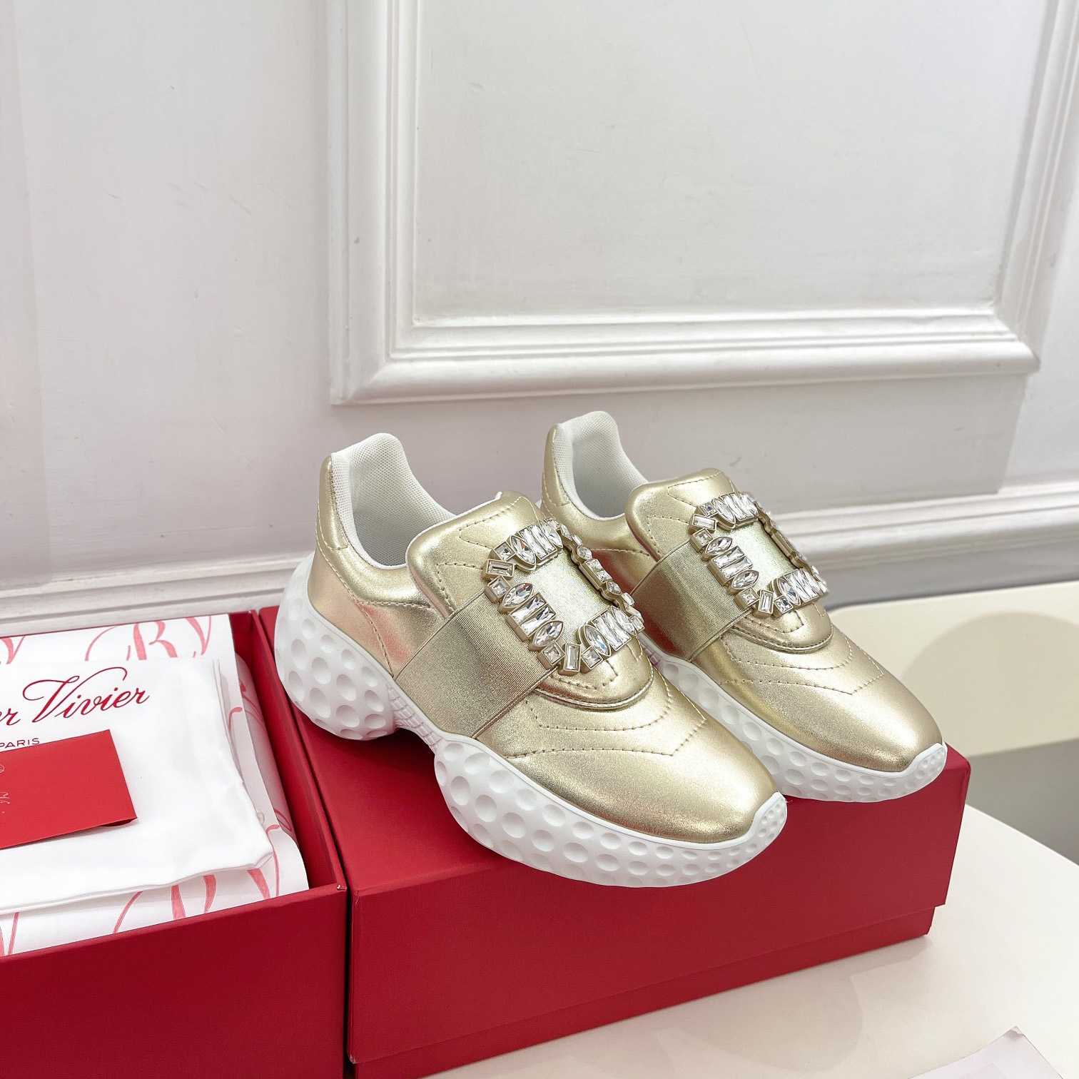 Roger Vivier Viv' Run Light Sneakers mit Strass-Schnalle aus Stoff - EUR FASHION