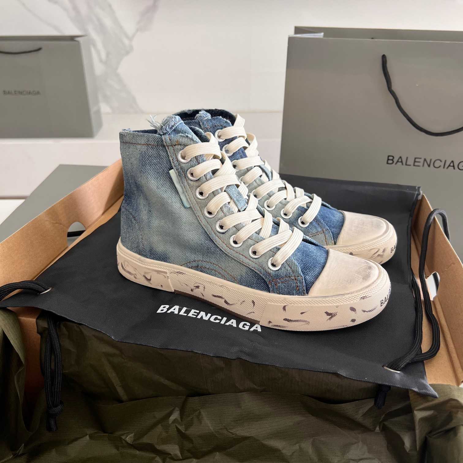 Balenciaga Paris High-Top-Sneaker in Blau - EUR FASHION