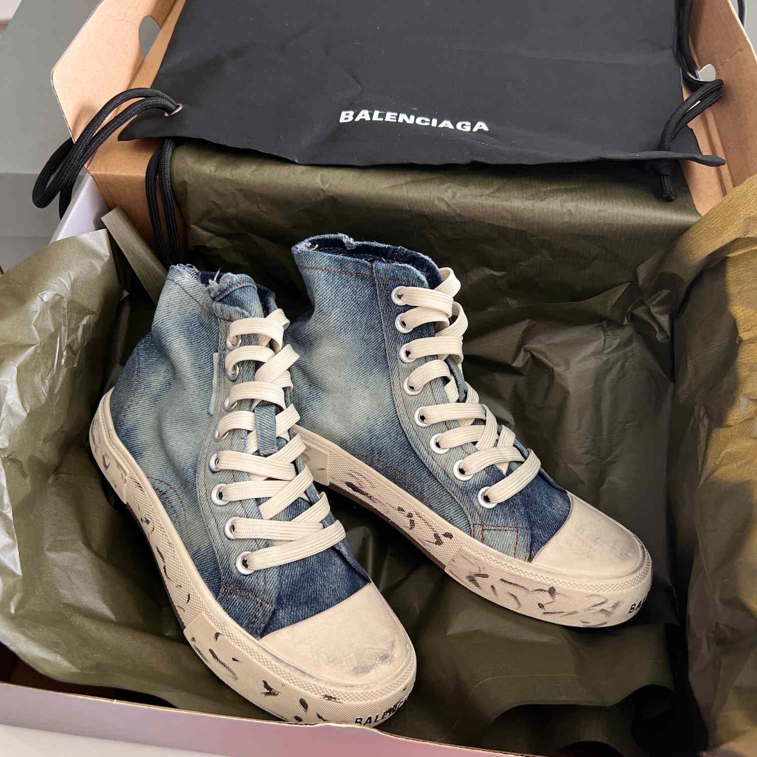 Balenciaga Paris High-Top-Sneaker in Blau - EUR FASHION