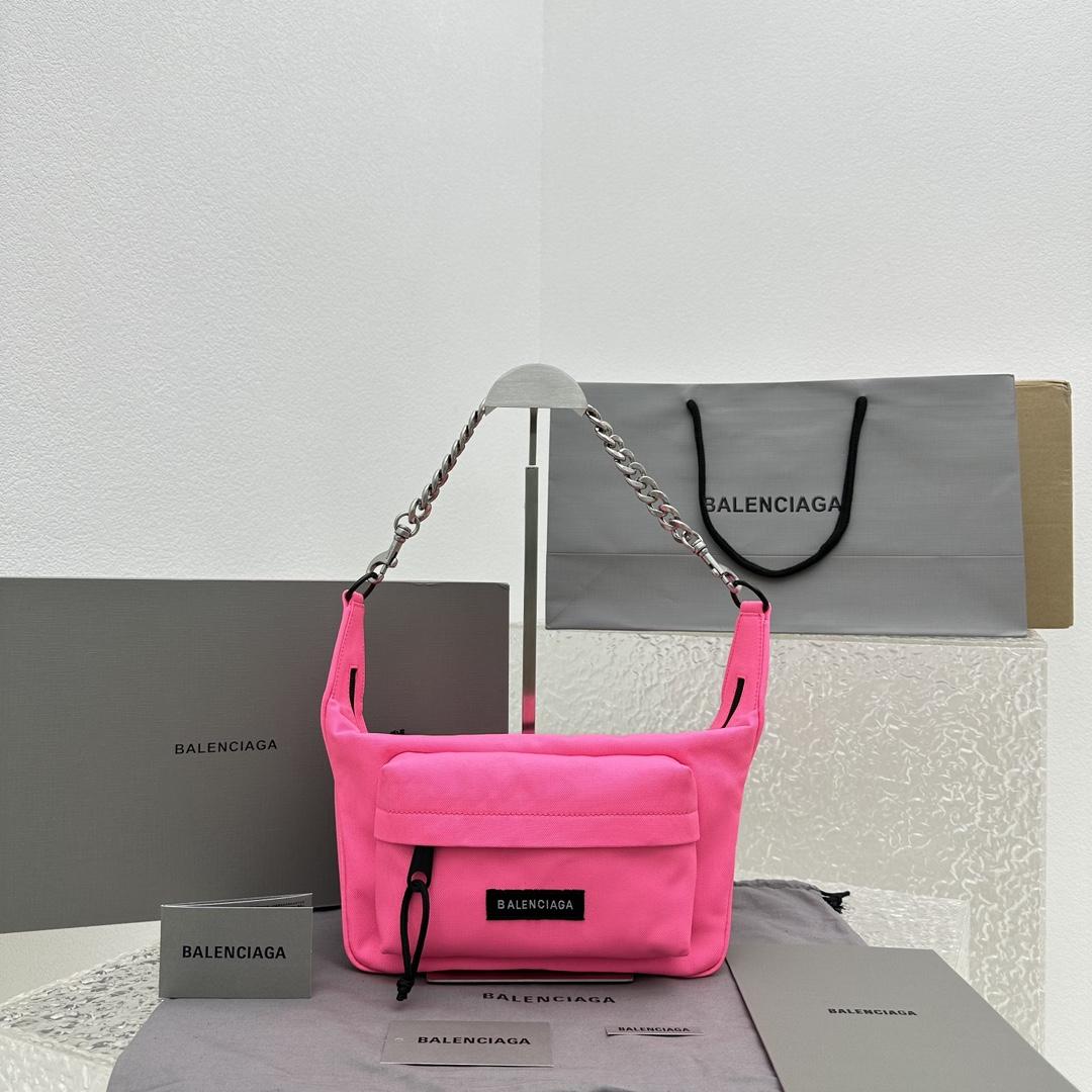 Balenciaga Raver Mittelgroße Tasche mit Kette in Neonrosa - EUR FASHION