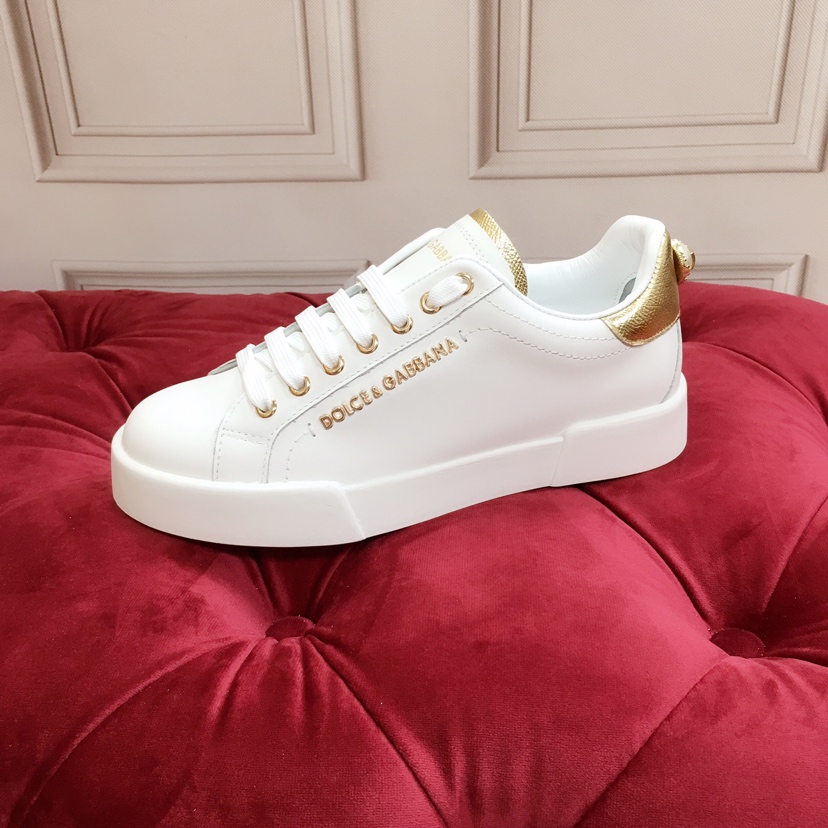 Weiße Portofino-Trainer von Dolce & Gabbana mit Perle - EUR FASHION