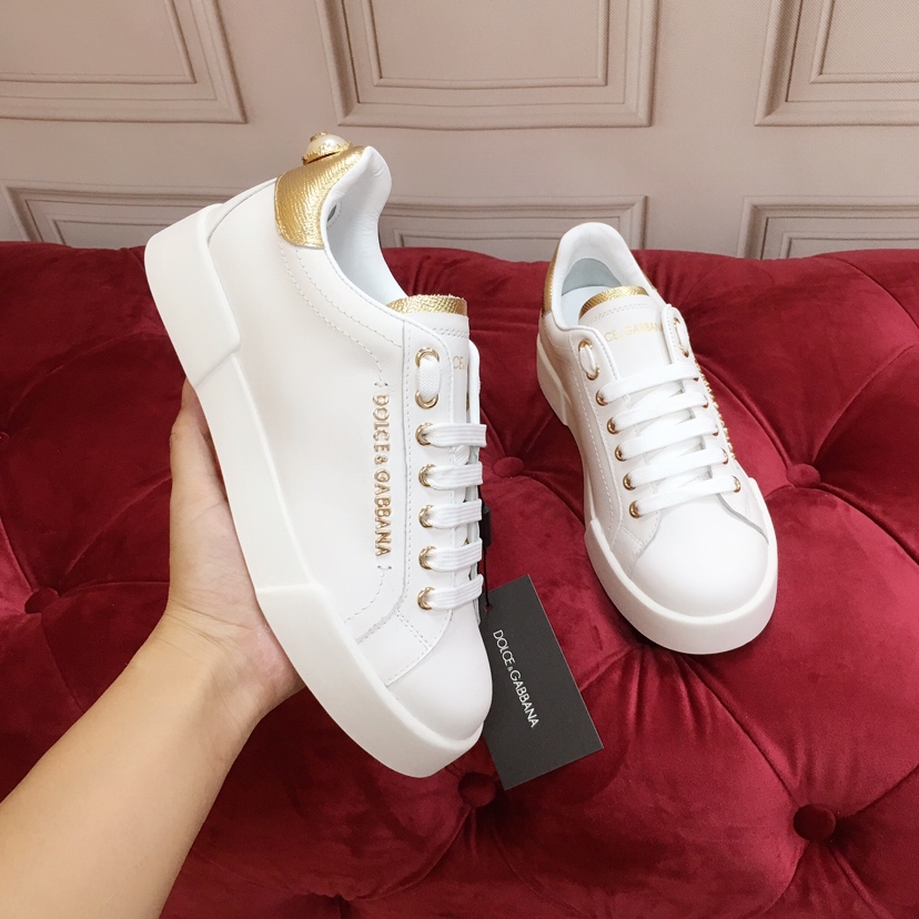 Weiße Portofino-Trainer von Dolce & Gabbana mit Perle - EUR FASHION