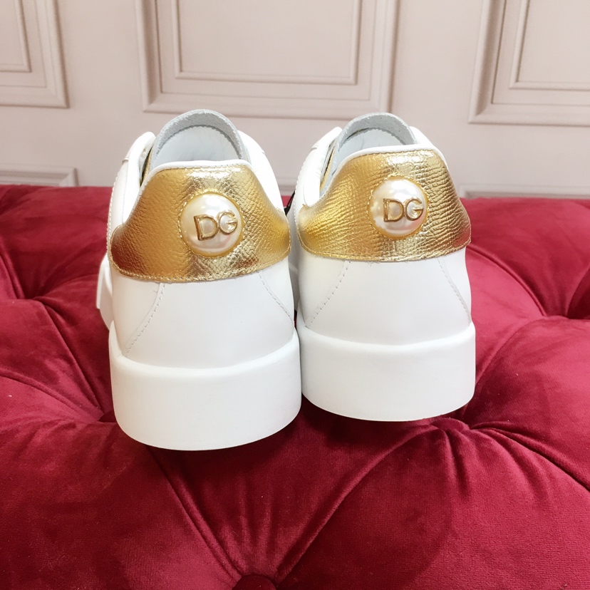 Weiße Portofino-Trainer von Dolce & Gabbana mit Perle - EUR FASHION