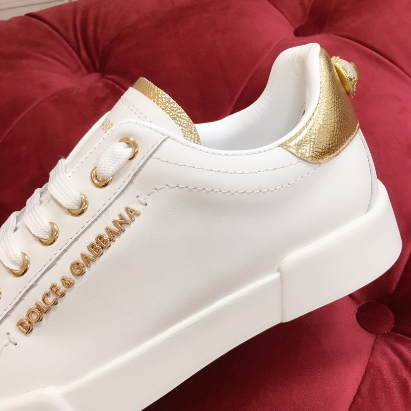 Weiße Portofino-Trainer von Dolce & Gabbana mit Perle - EUR FASHION