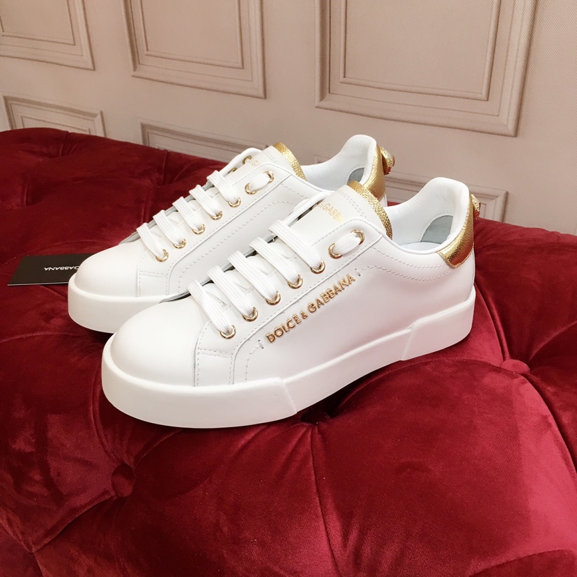 Weiße Portofino-Trainer von Dolce & Gabbana mit Perle - EUR FASHION