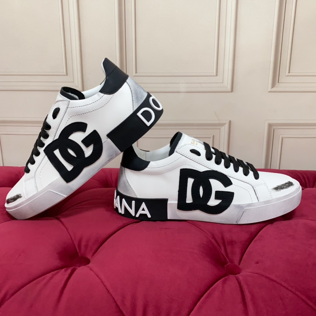 Dolce & Gabbana Portofino Vintage-Turnschuhe aus Kalbsleder - EUR FASHION