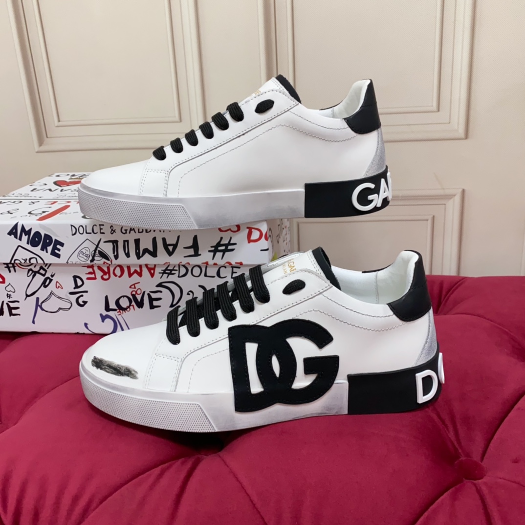 Dolce & Gabbana Portofino Vintage-Turnschuhe aus Kalbsleder - EUR FASHION