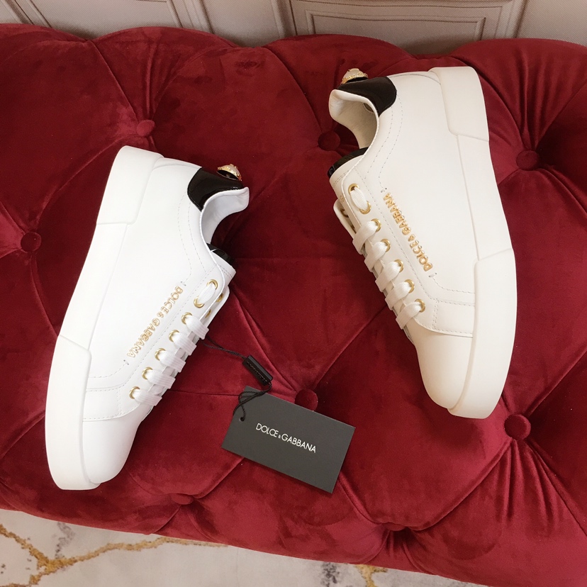 Weiße Portofino-Trainer von Dolce & Gabbana mit Perle - EUR FASHION