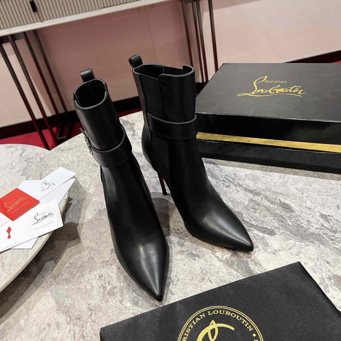 Christian Louboutin Black Cl Chelsea Booty 100 - EUR FASHION