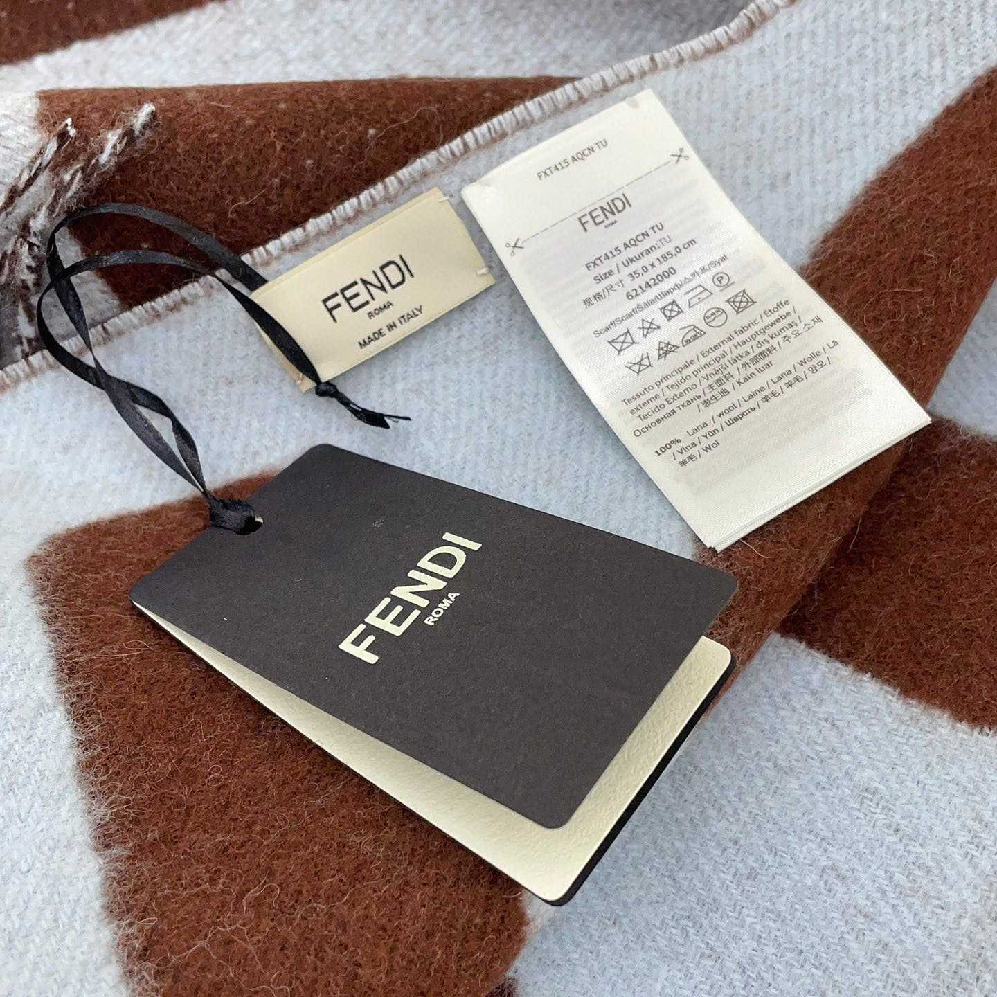 Fendi Brown And Light Blue Wool Scarf  - EUR FASHION