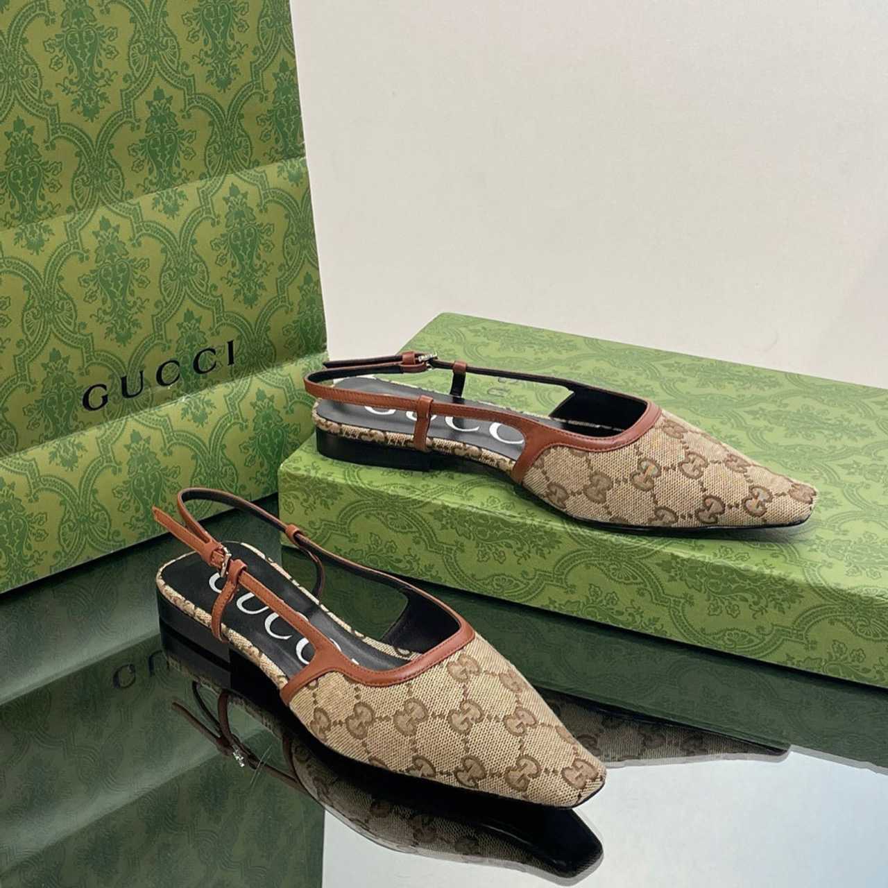 Gucci Damen GG Slingback Ballerinas - EUR FASHION