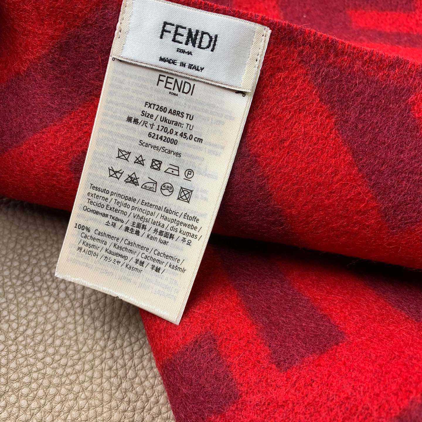 Fendi Red Cashmere Scarf - EUR FASHION