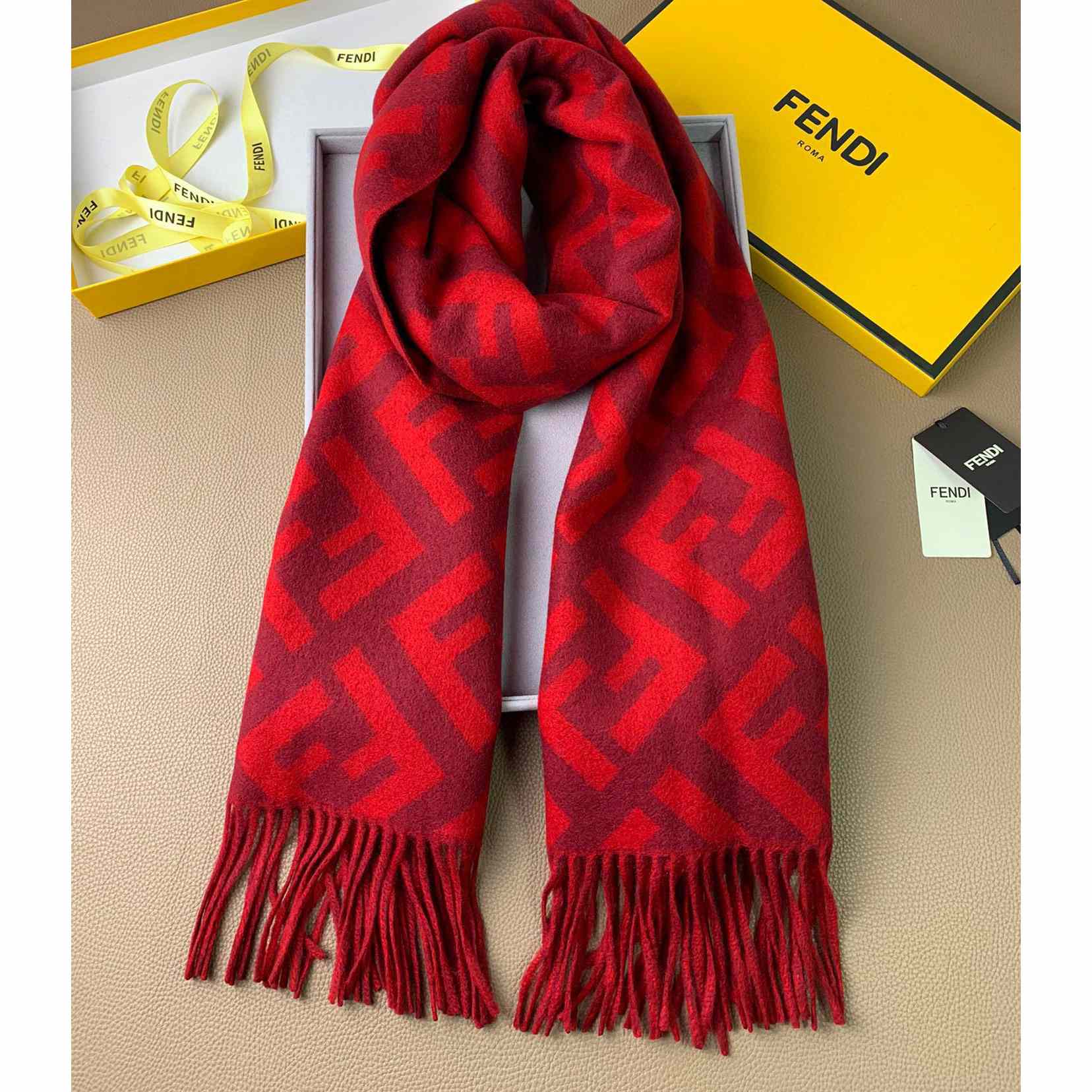 Fendi Red Cashmere Scarf - EUR FASHION