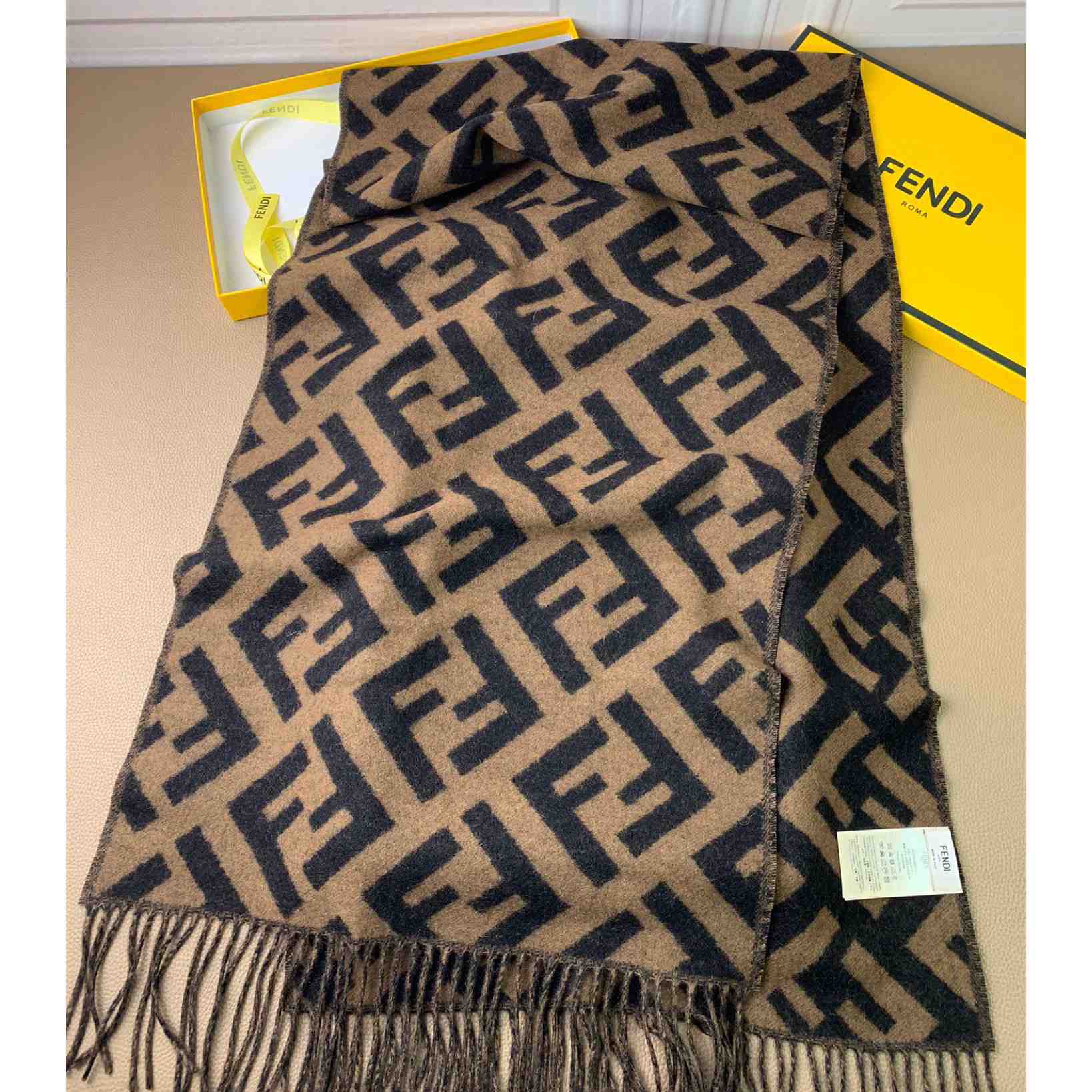 Fendi Brown Cashmere Scarf - EUR FASHION