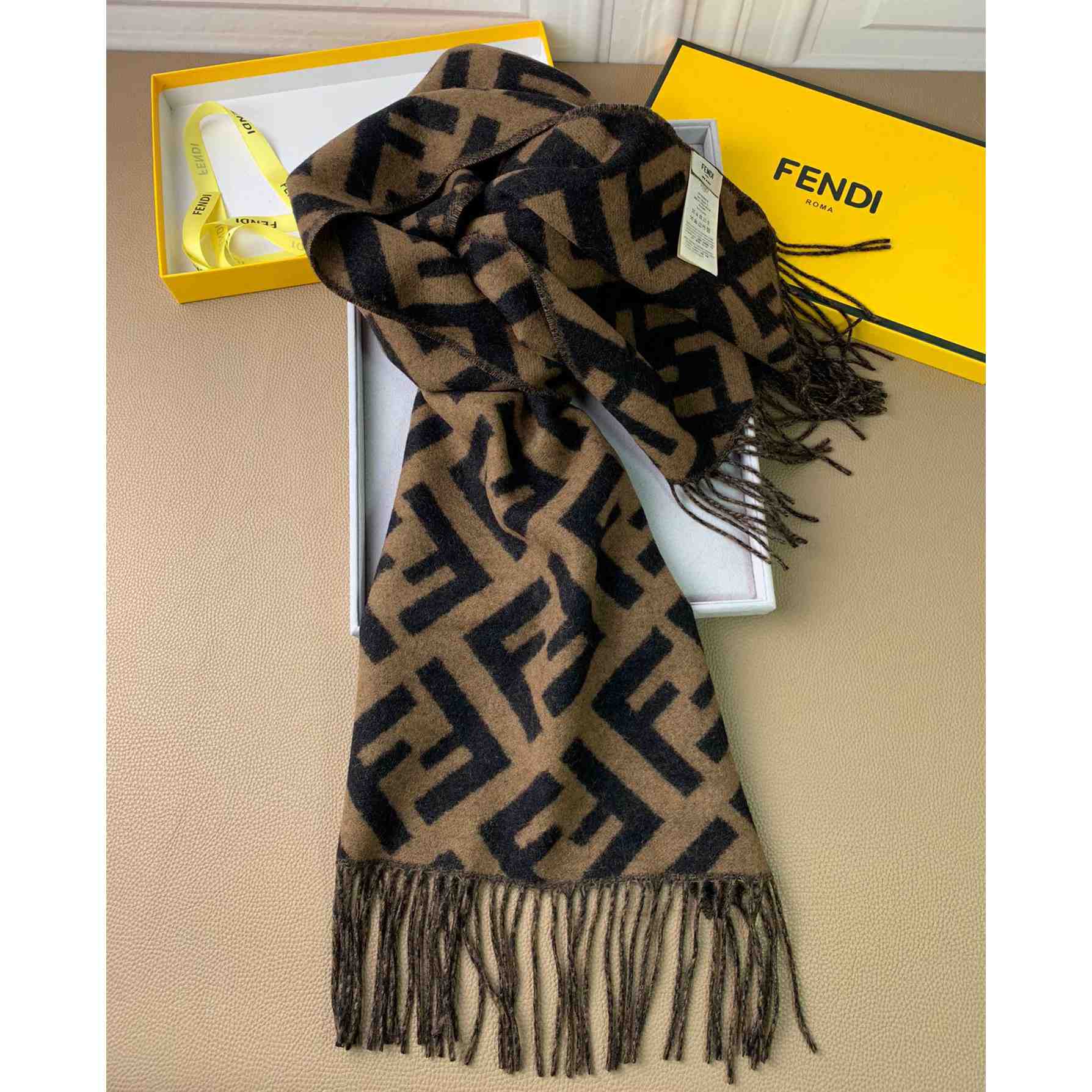 Fendi Brown Cashmere Scarf - EUR FASHION