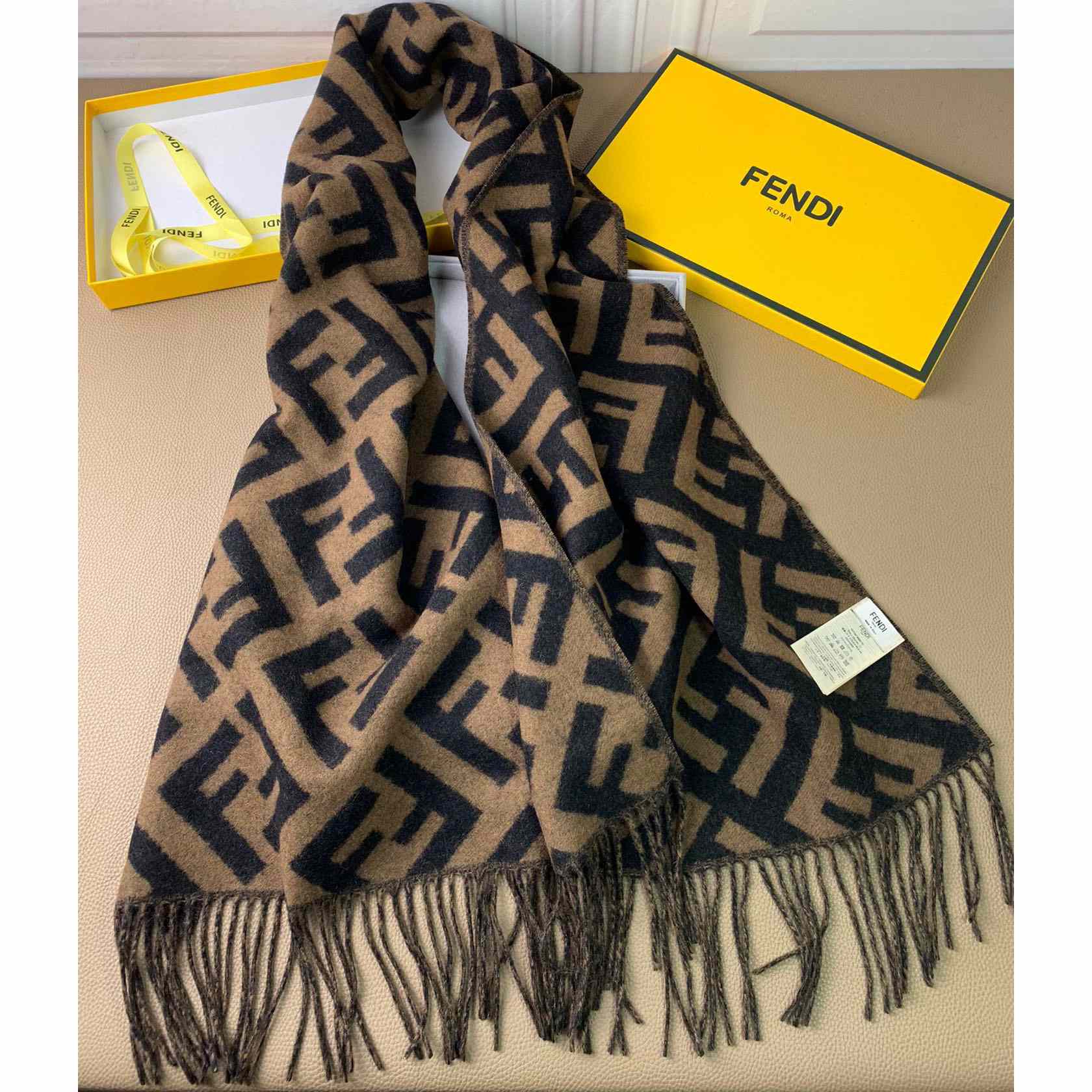 Fendi Brown Cashmere Scarf - EUR FASHION