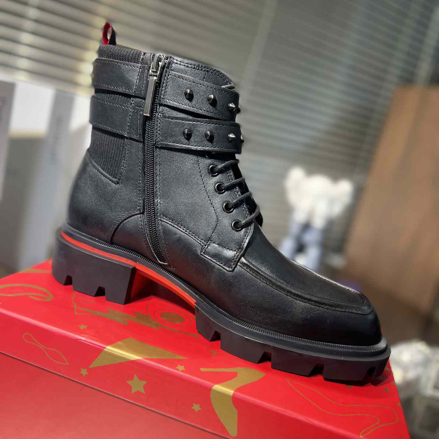 Christian Louboutin Our Fight Apron Toe Combat Boot<br>
 - EUR FASHION